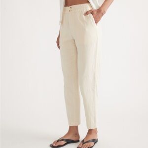 Marine Layer Elle Relaxed Cotton Crop Pants Ecru Off White Small Coastal